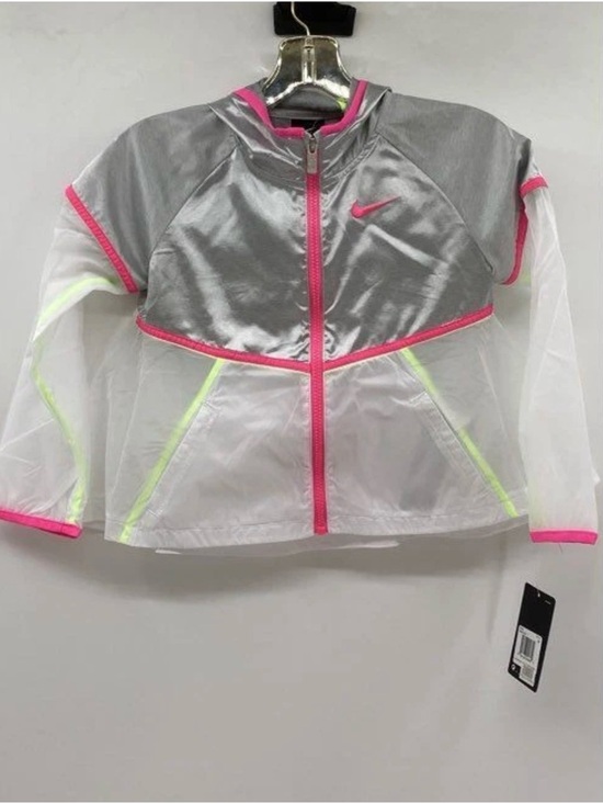 Nike Other - Nike Girls Silver Jacket with Pink & Neon Accents